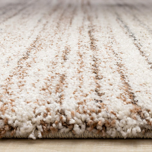 8' X 11' White And Orange Abstract Area Rug