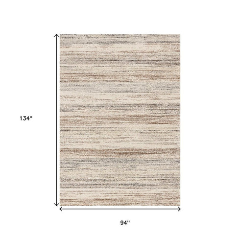 8' X 11' White And Orange Abstract Area Rug