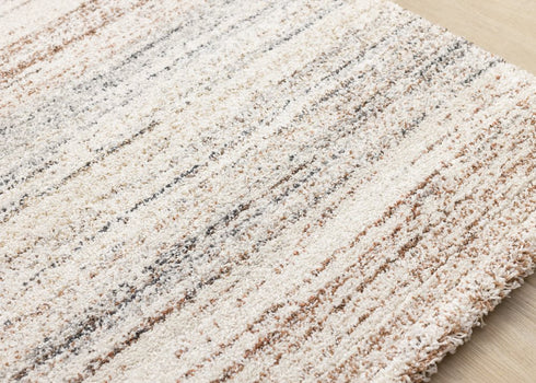 8' X 11' White And Orange Abstract Area Rug