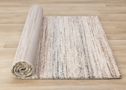 8' X 11' White And Orange Abstract Area Rug