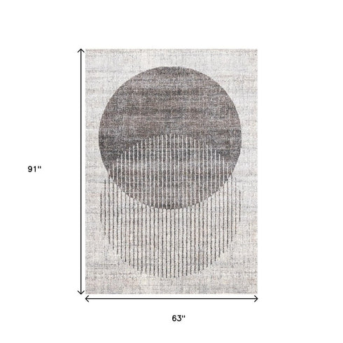 8' X 11' Gray And White Geometric Area Rug