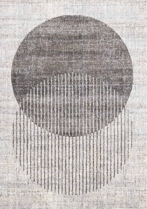 8' X 11' Gray And White Geometric Area Rug