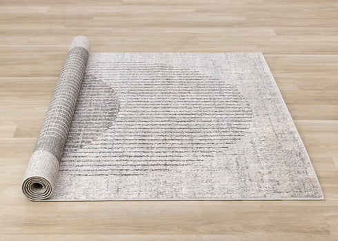 8' X 11' Gray And White Geometric Area Rug
