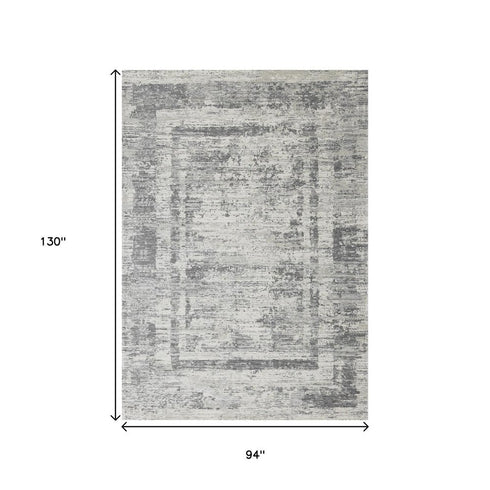 8' X 11' Gray And Charcoal Geometric Area Rug