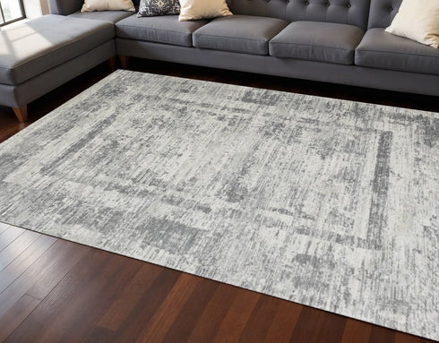 8' X 11' Gray And Charcoal Geometric Area Rug