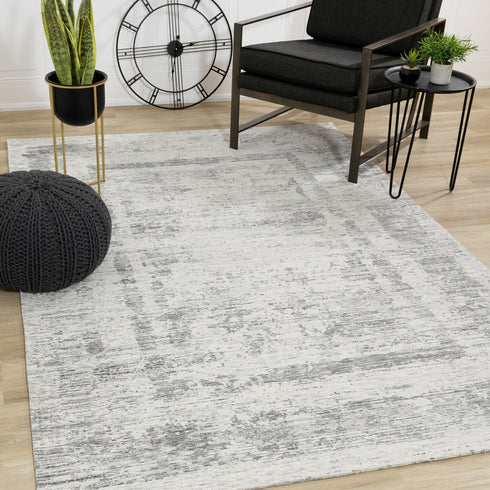 8' X 11' Gray And Charcoal Geometric Area Rug