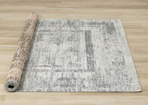 8' X 11' Gray And Charcoal Geometric Area Rug