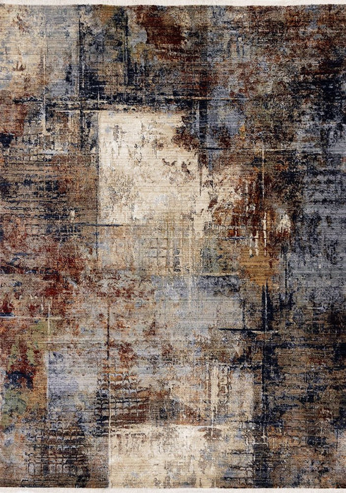 8' X 10' Cream Black And Tan Abstract Area Rug