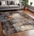 8' X 10' Cream Black And Tan Abstract Area Rug