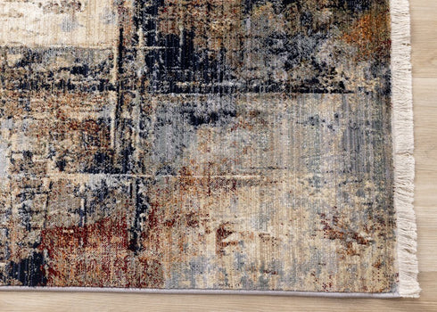 8' X 10' Cream Black And Tan Abstract Area Rug
