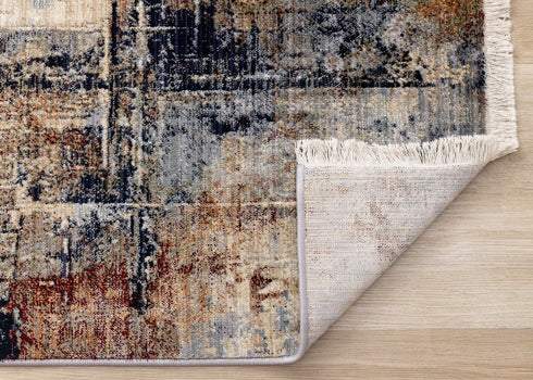 8' X 10' Cream Black And Tan Abstract Area Rug