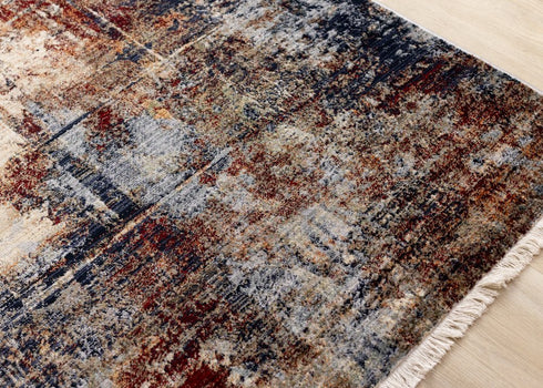 8' X 10' Cream Black And Tan Abstract Area Rug