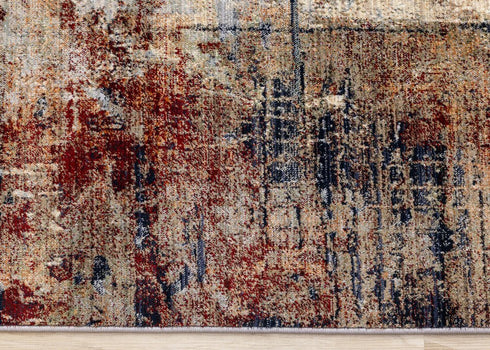 8' X 10' Cream Black And Tan Abstract Area Rug