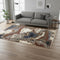 5' X 8' Beige Blue And Black Abstract Area Rug