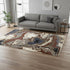 5' X 8' Beige Blue And Black Abstract Area Rug