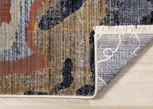 5' X 8' Beige Blue And Black Abstract Area Rug