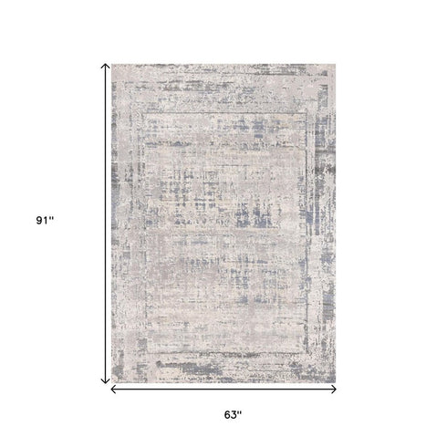 8' X 11' Gray Blue And Beige Abstract Area Rug