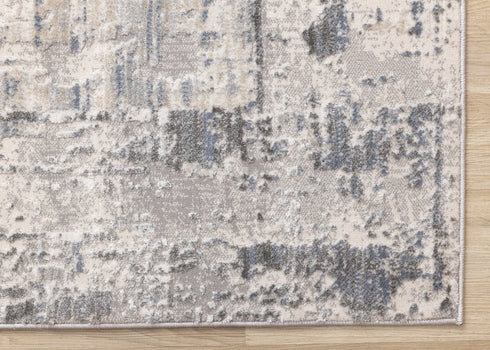 8' X 11' Gray Blue And Beige Abstract Area Rug