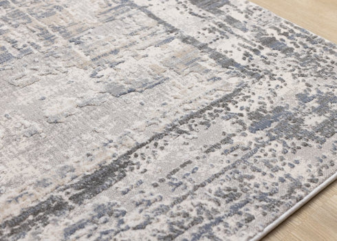 8' X 11' Gray Blue And Beige Abstract Area Rug