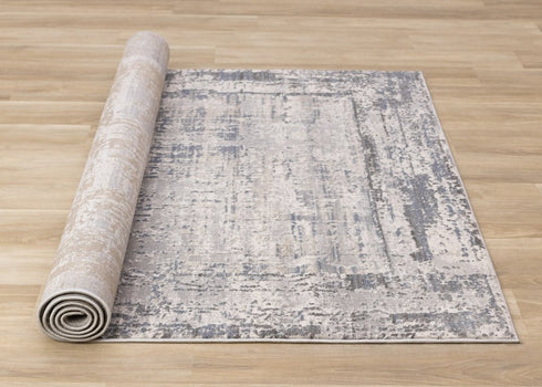 8' X 11' Gray Blue And Beige Abstract Area Rug