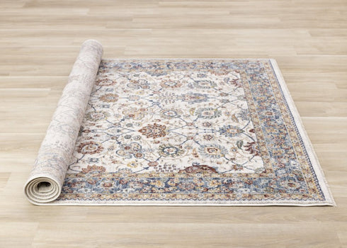 8' X 10' Cream And Blue Area Rug
