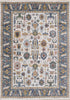 5' X 8' Cream Blue And Green Medallion Area Rug