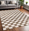 5' X 8' Brown And White Geometric Area Rug