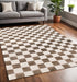 5' X 8' Brown And White Geometric Area Rug