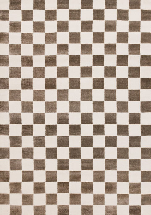 5' X 8' Brown And White Geometric Area Rug