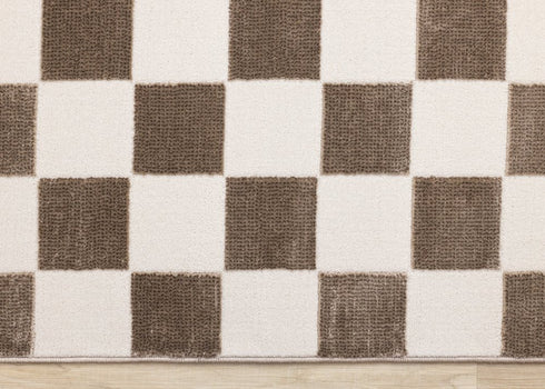5' X 8' Brown And White Geometric Area Rug