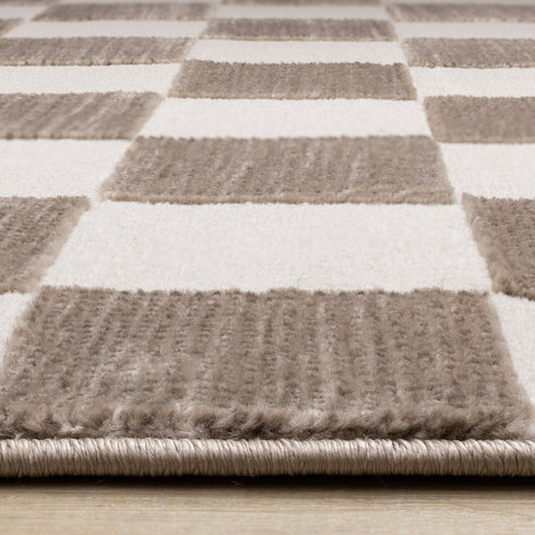 5' X 8' Brown And White Geometric Area Rug