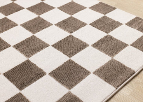 5' X 8' Brown And White Geometric Area Rug