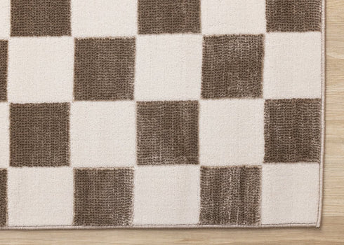 5' X 8' Brown And White Geometric Area Rug