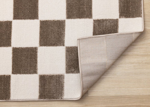 5' X 8' Brown And White Geometric Area Rug