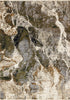 8' X 10' Black Dark Green And Beige Abstract Area Rug