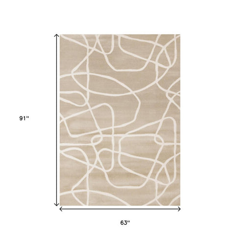 8' X 11' Cream And Tan Abstract Area Rug