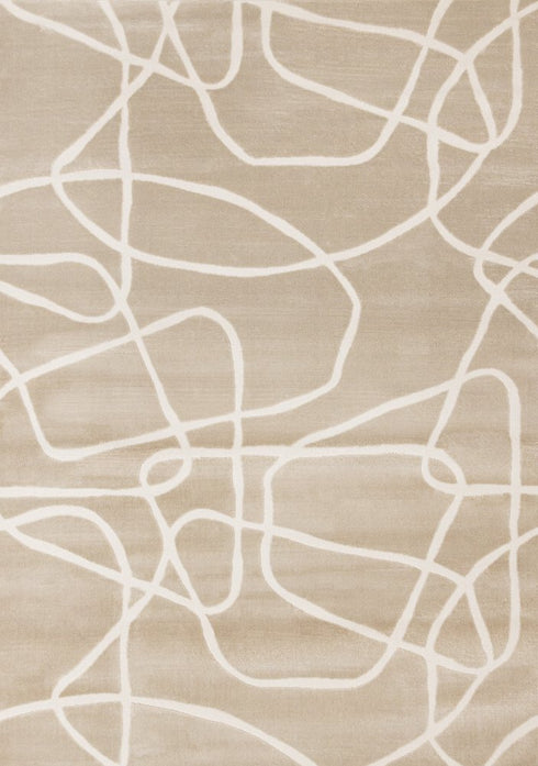 8' X 11' Cream And Tan Abstract Area Rug