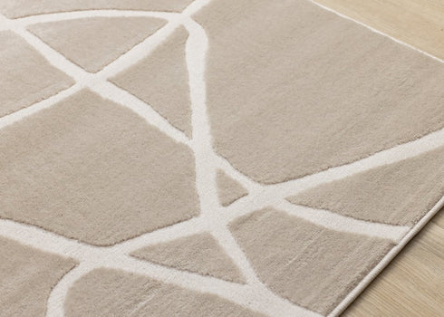 8' X 11' Cream And Tan Abstract Area Rug