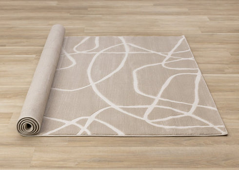 8' X 11' Cream And Tan Abstract Area Rug