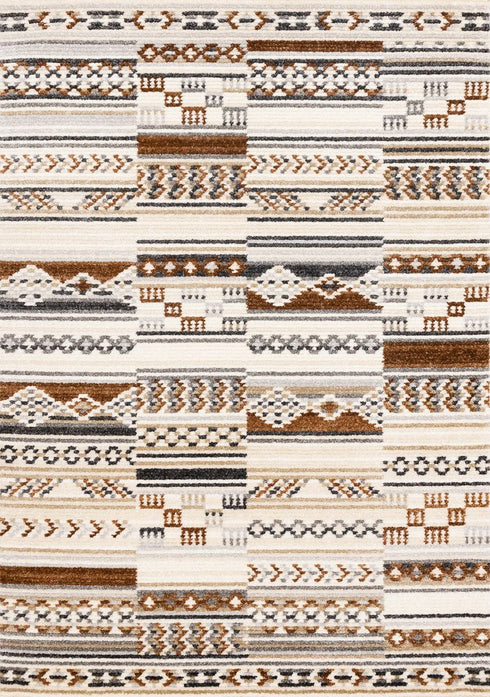 5' X 8' Cream Black And Brown Tribal Area Rug