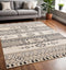 5' X 8' Cream And Black Tribal Area Rug
