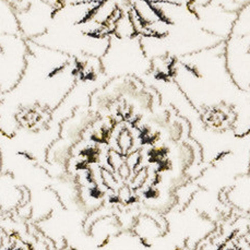 5' X 8' Cream Black And Tan Medallion Area Rug