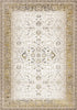 5' X 8' Cream Black And Tan Medallion Area Rug
