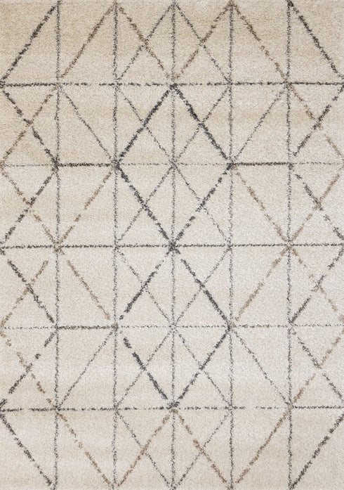 5' X 8' Cream And Gray Tribal Area Rug
