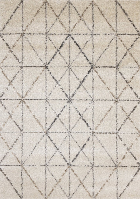5' X 8' Cream And Gray Tribal Area Rug