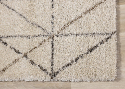 5' X 8' Cream And Gray Tribal Area Rug