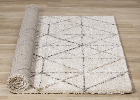 5' X 8' Cream And Gray Tribal Area Rug