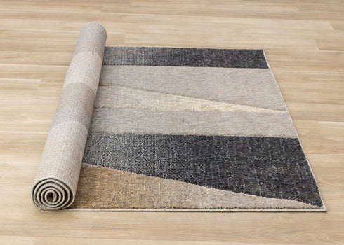 8' X 11' Gray Brown And Beige Geometric Area Rug