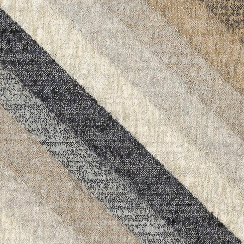 8' X 11' Gray Beige And Black Geometric Area Rug