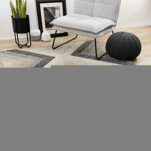 8' X 11' Gray Beige And Black Geometric Area Rug